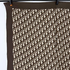 Dior Trotter Logo All Over Print Silk Scarf Brown White Vintage — view 3