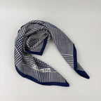 Dior Glen Check Houndstooth Silk Scarf Navy White Vintage — view 2