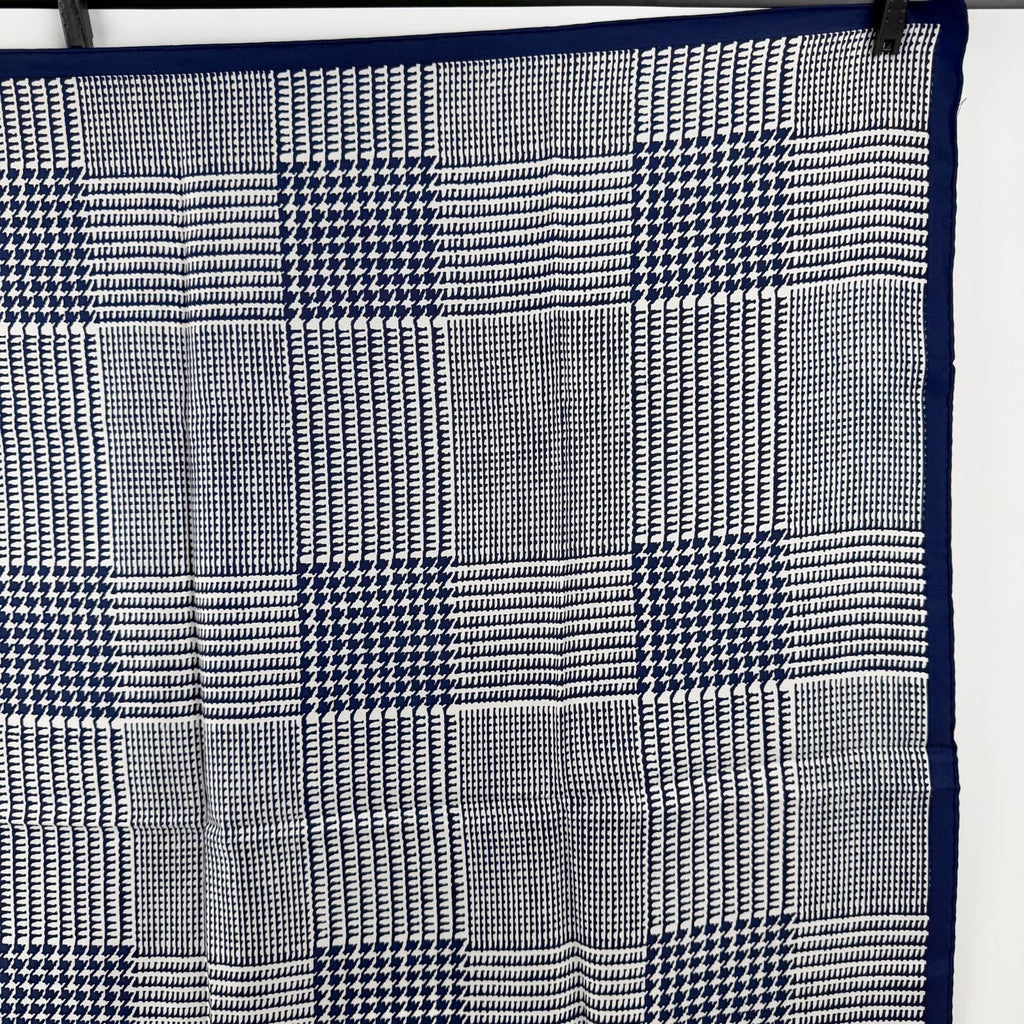 Dior Glen Check Houndstooth Silk Scarf Navy White Vintage — view 4