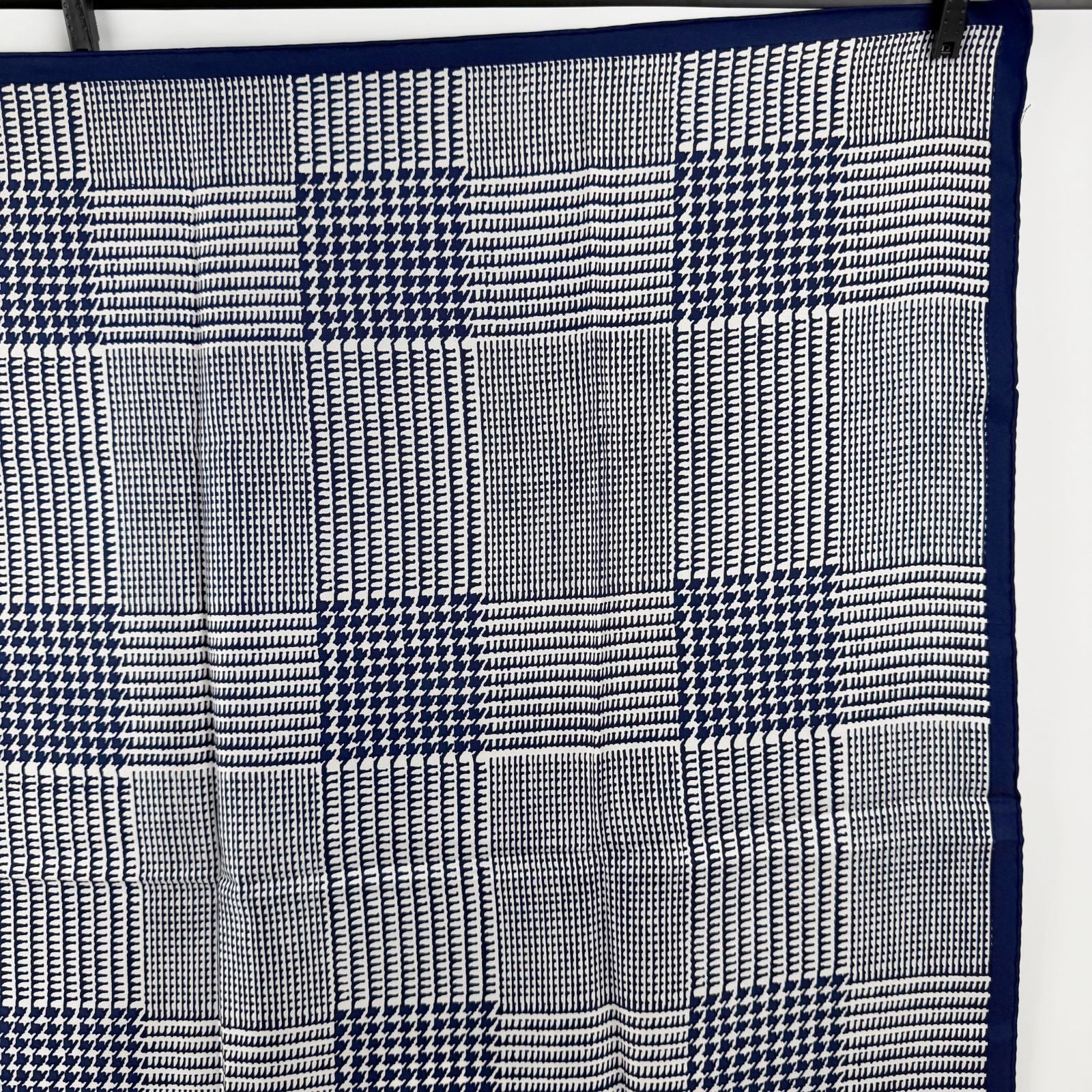 Dior Glen Check Houndstooth Silk Scarf Navy White Vintage — view 4