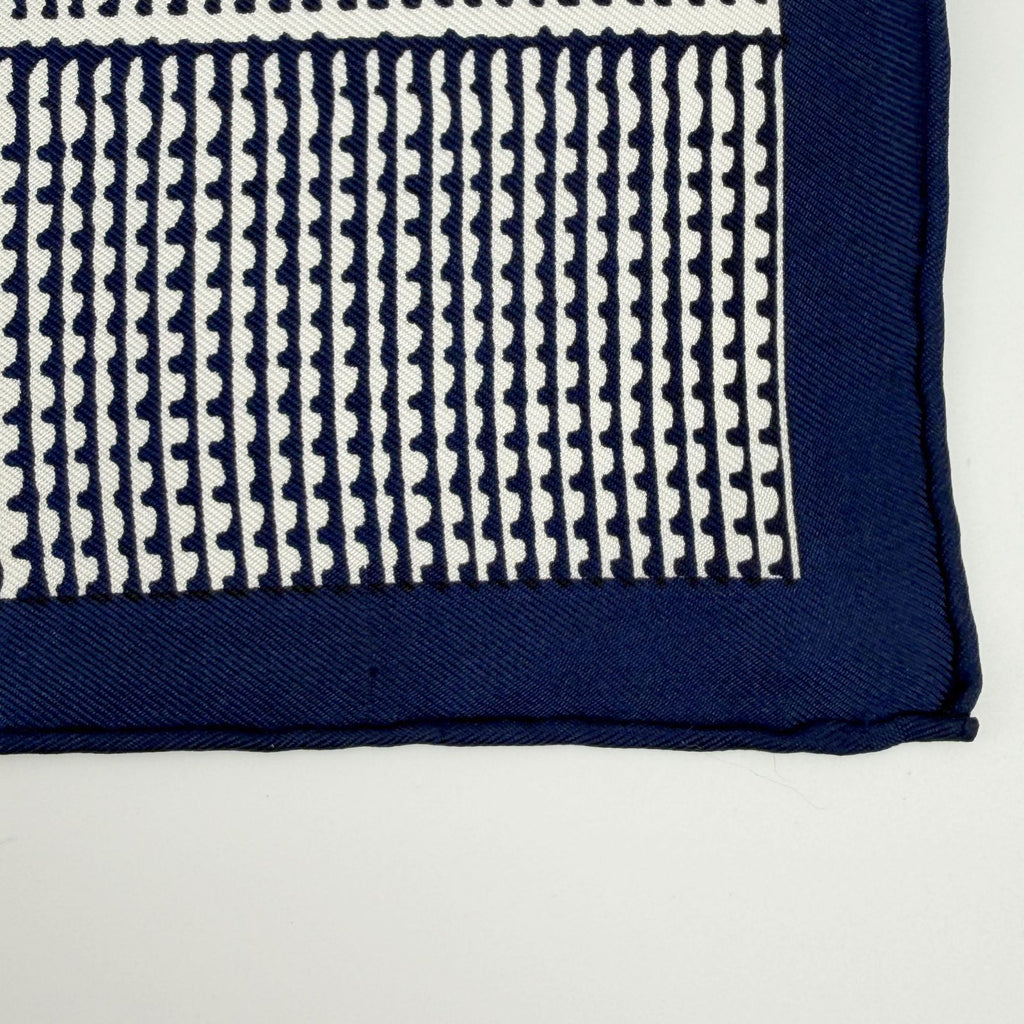 Dior Glen Check Houndstooth Silk Scarf Navy White Vintage — view 7