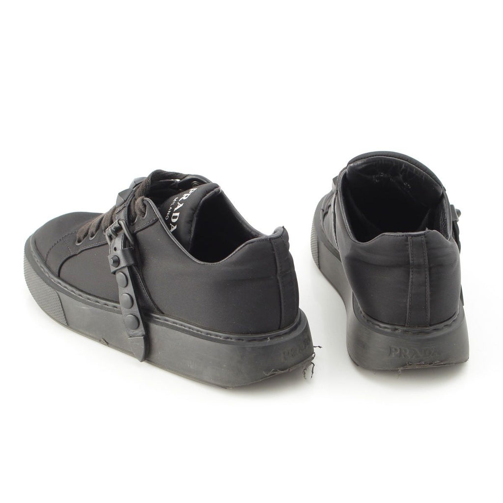 Prada Nylon Studded Belt Fabric Sneakers Black — view 4