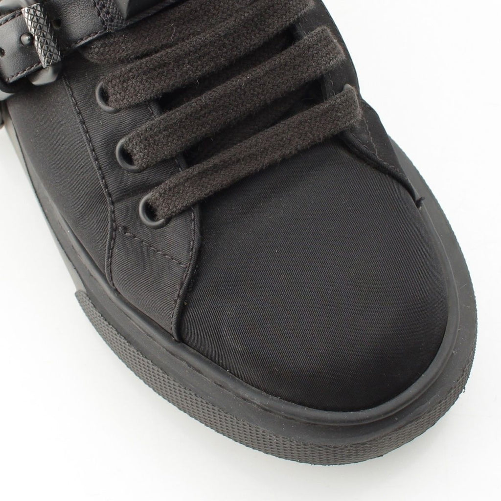 Prada Nylon Studded Belt Fabric Sneakers Black — view 6