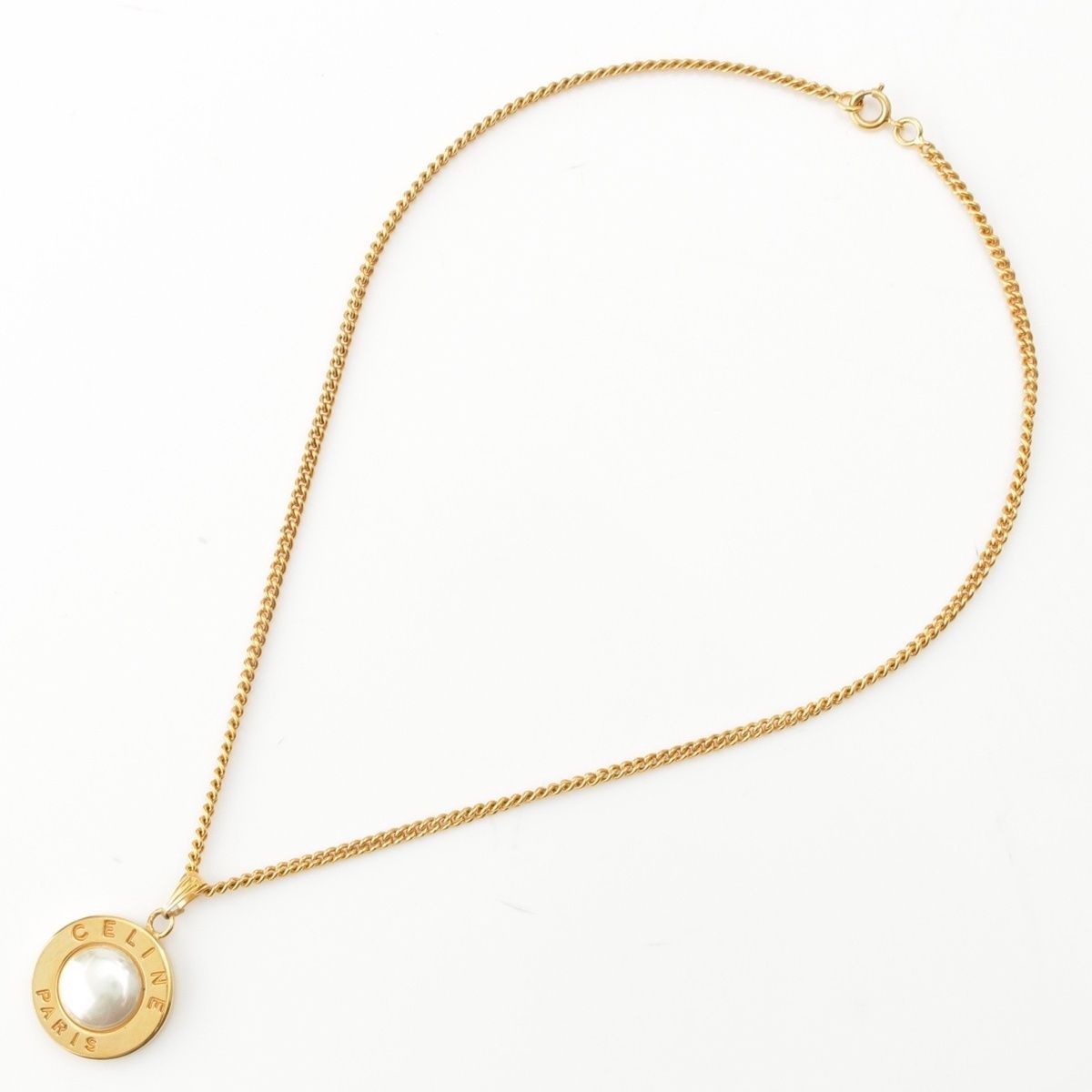 Celine Faux Pearl Necklace Gold — view 3