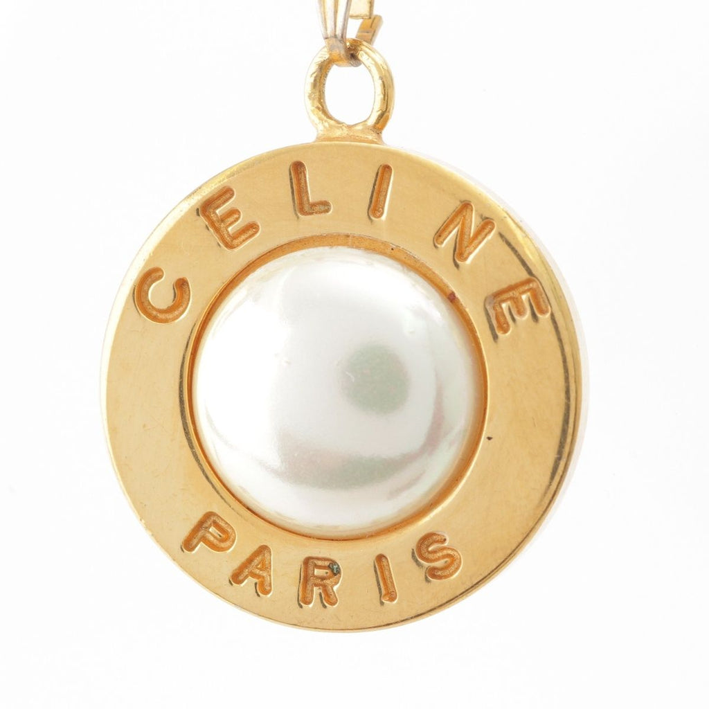 Celine Faux Pearl Necklace Gold — view 4