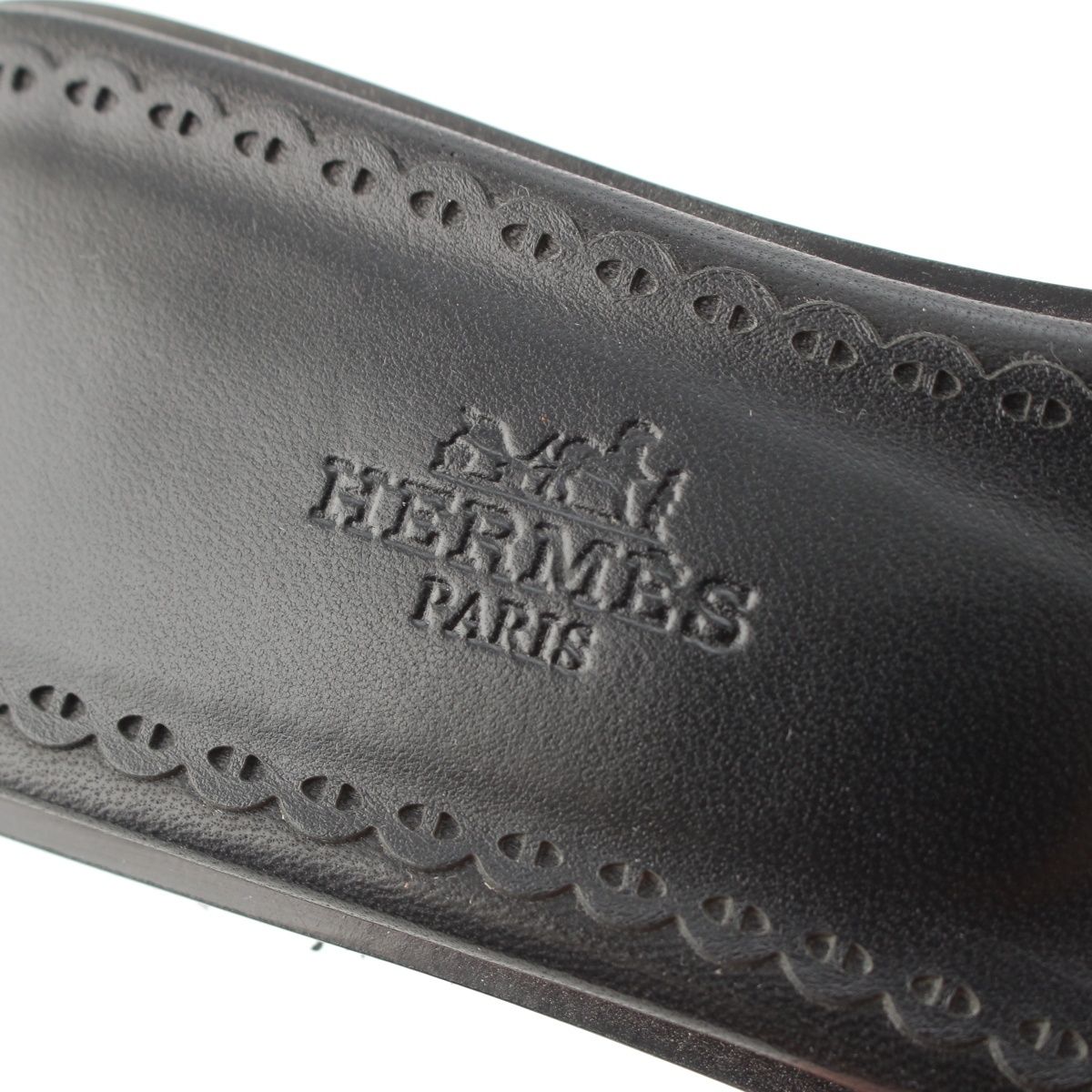 Hermes Leather Gael Chaine D'ancre Flat Sandals Black — view 7