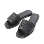 Hermes Leather Gael Chaine D'ancre Flat Sandals Black