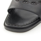 Hermes Leather Gael Chaine D'ancre Flat Sandals Black — view 8