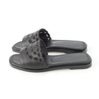 Hermes Leather Gael Chaine D'ancre Flat Sandals Black — view 3