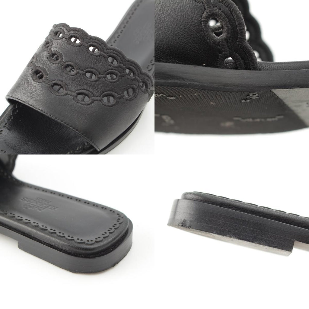 Hermes Leather Gael Chaine D'ancre Flat Sandals Black — view 9