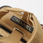 Chanel Quilted Lambskin CC Logo Velcro Strap Sandals Beige 36c — view 7