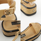 Chanel Quilted Lambskin CC Logo Velcro Strap Sandals Beige 36c — view 9