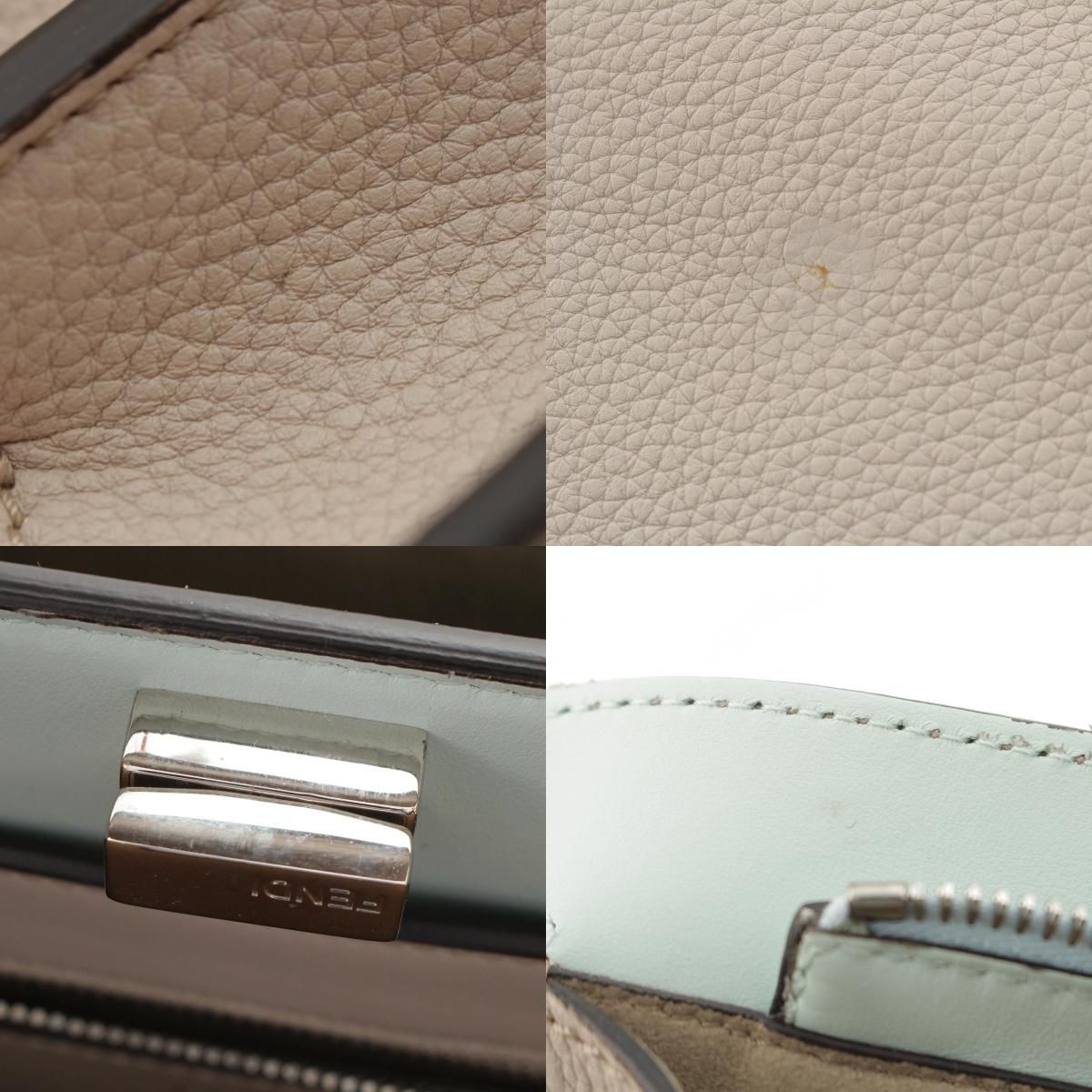 Fendi Peekaboo I-see-you Leather 2-Way Shoulder Handbag Beige — view 9