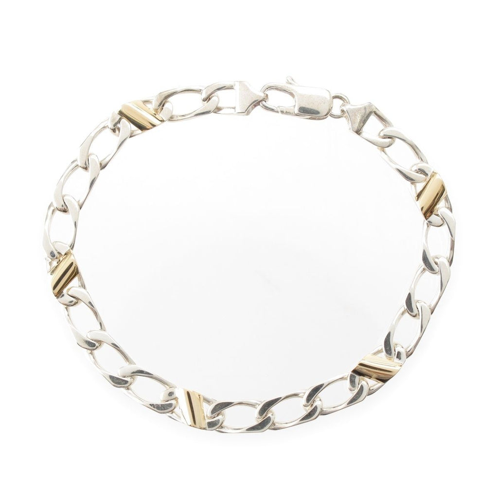 Tiffany & Co Figaro Chain Bracelet 925/750 Silver Gold