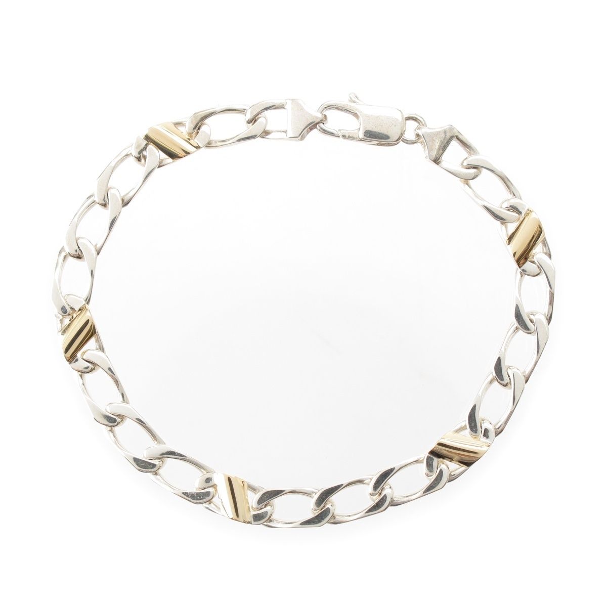 Tiffany & Co Figaro Chain Bracelet 925/750 Silver Gold
