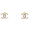 Chanel CC Logo Earrings Gold