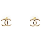 Chanel CC Logo Earrings Gold