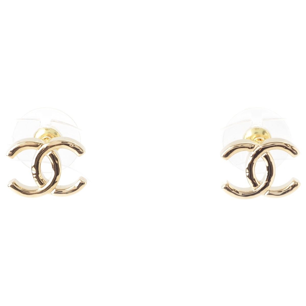 Chanel CC Logo Earrings Gold