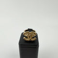 Chanel CC Logo Ornament Wide Ring 13c Gold Plated 13c Vintage