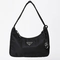 Prada Hobo Nylon Black Triangle Logo Silver