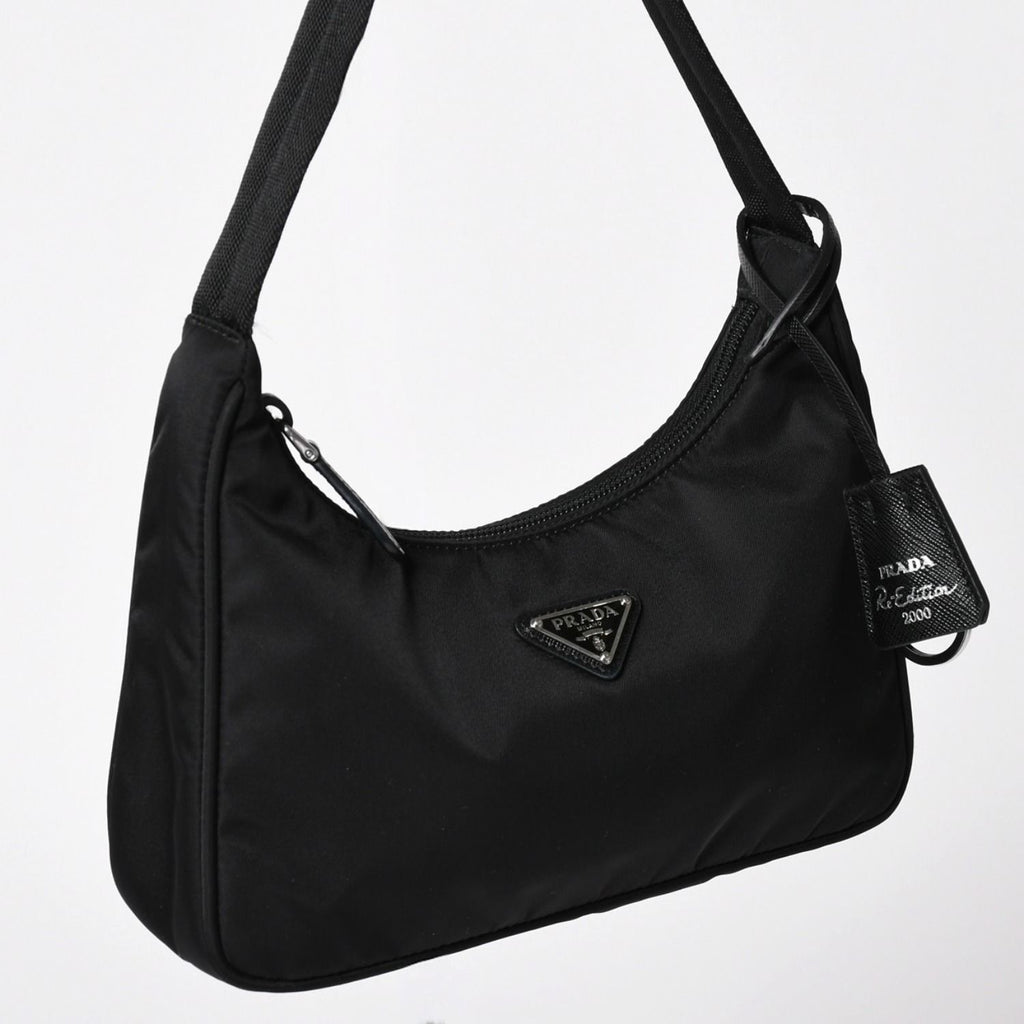 Prada Hobo Nylon Black Triangle Logo Silver — view 3