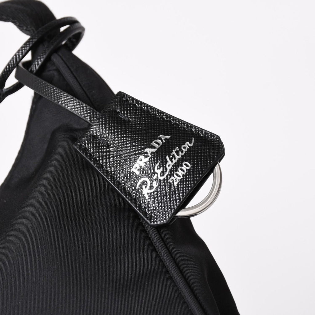 Prada Hobo Nylon Black Triangle Logo Silver — view 7