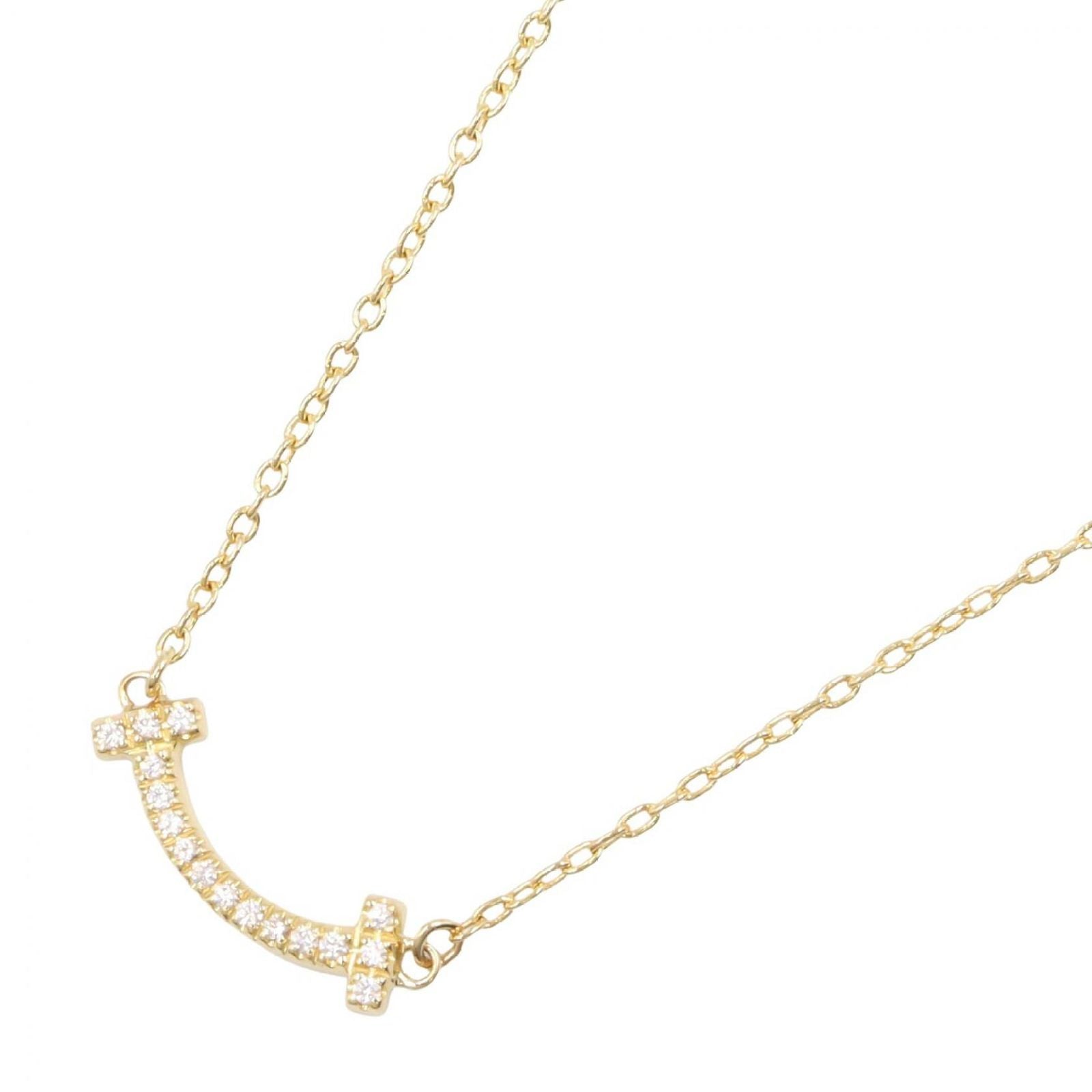 Tiffany & Co Necklace T Smile Mini Diamond 40.5 45.5 cm 18k