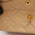 Chanel Shoulder Bag Quilted Double Flap Beige Lambskin Chain — view 6