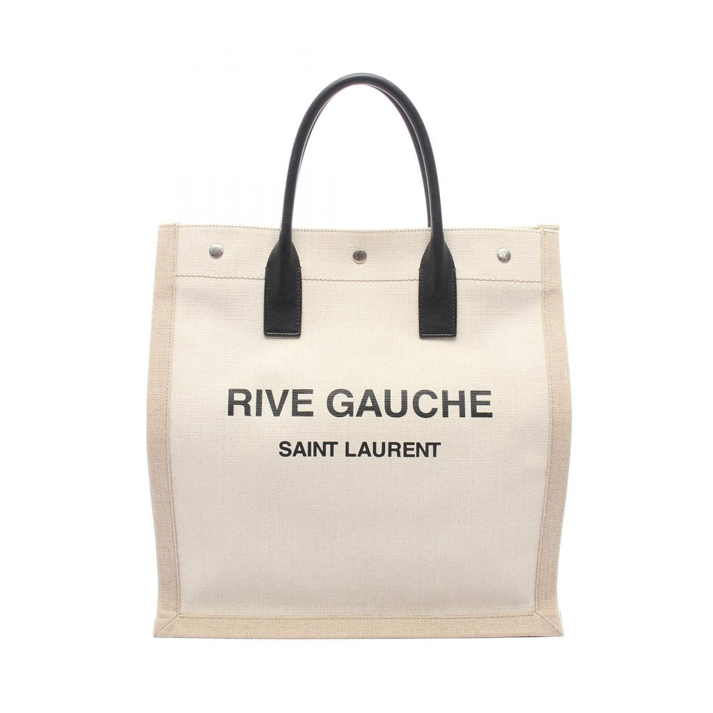 Saint Laurent Paris Tote Rive Gaauche Gauche Beige Ivory Black Canvas Leather