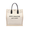 Saint Laurent Paris Tote Rive Gaauche Gauche Beige Ivory Black Canvas Leather