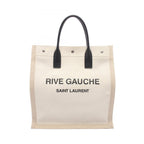 Saint Laurent Paris Tote Rive Gaauche Gauche Beige Ivory Black Canvas Leather