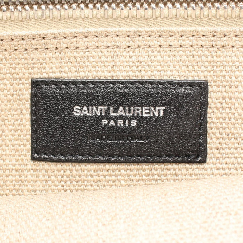 Saint Laurent Paris Tote Rive Gaauche Gauche Beige Ivory Black Canvas Leather — view 4