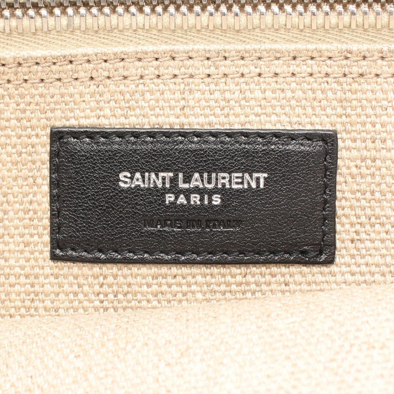 Saint Laurent Paris Tote Rive Gaauche Gauche Beige Ivory Black Canvas Leather — view 4