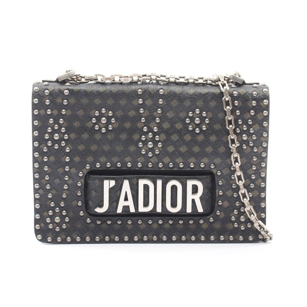 Dior Shoulder Bag J'adior 2-Way Studs Black Leather J'adior Chain
