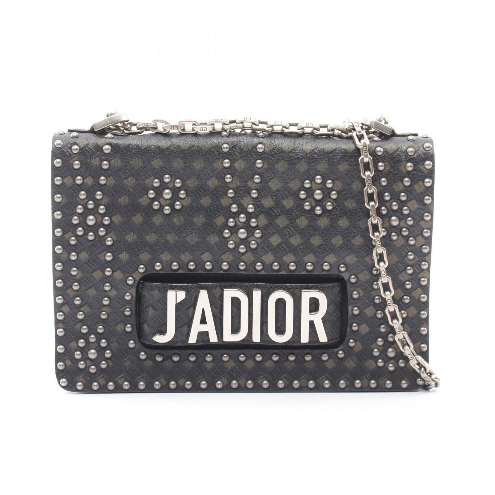 Dior Shoulder Bag J'adior 2-Way Studs Black Leather J'adior Chain