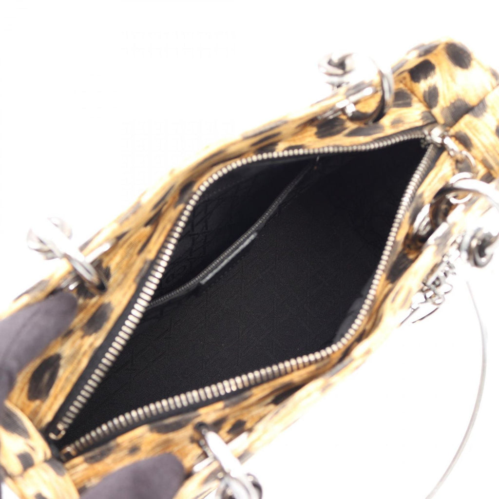 Dior Handbag Lady Dior Leopard 2-Way Brown Black Canvas Lady Dior Tote — view 3
