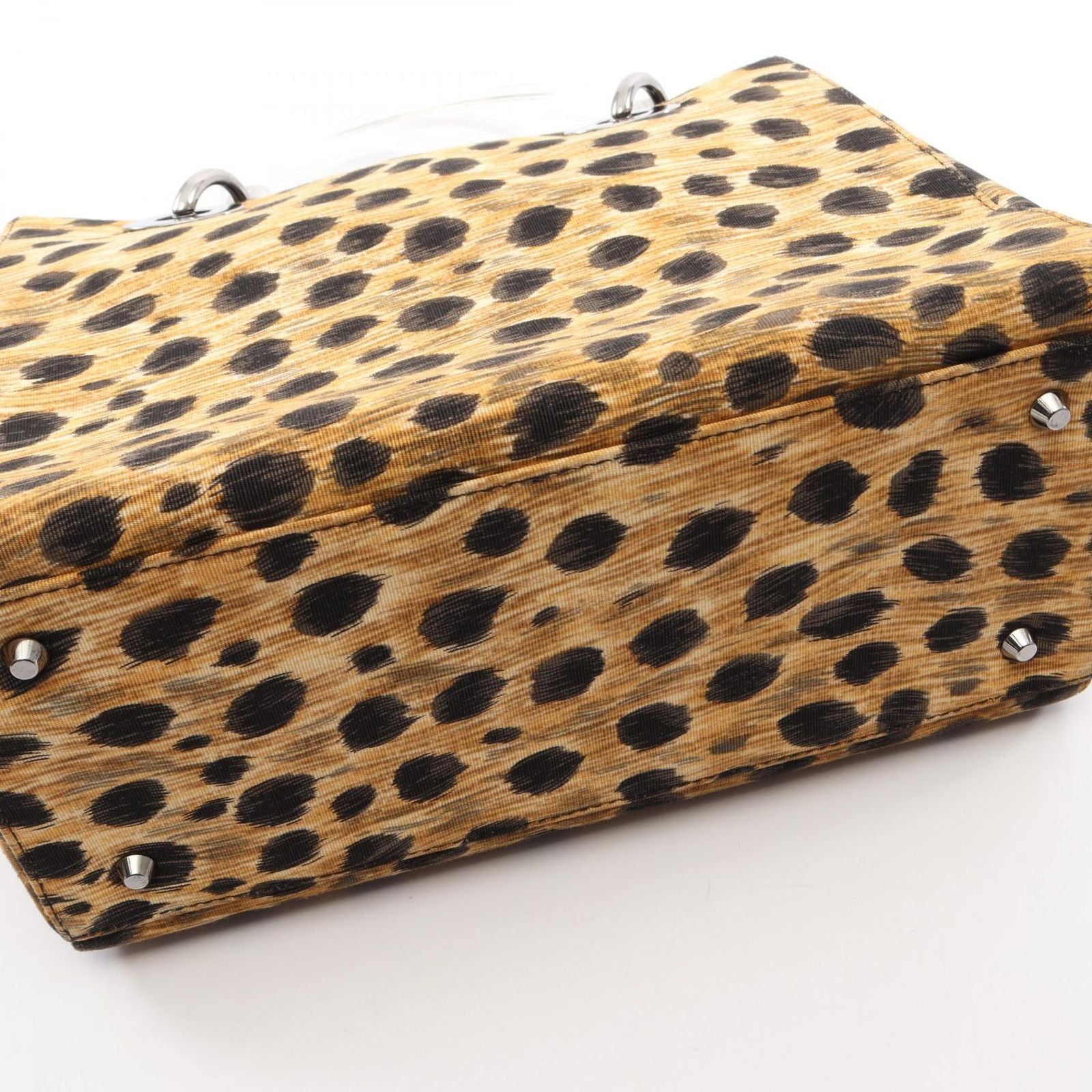 Dior Handbag Lady Dior Leopard 2-Way Brown Black Canvas Lady Dior Tote — view 8