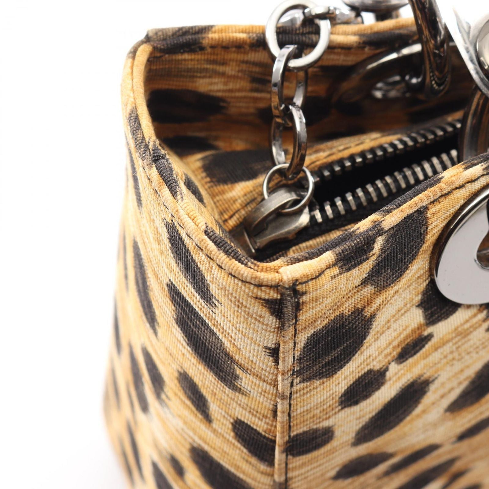 Dior Handbag Lady Dior Leopard 2-Way Brown Black Canvas Lady Dior Tote — view 9
