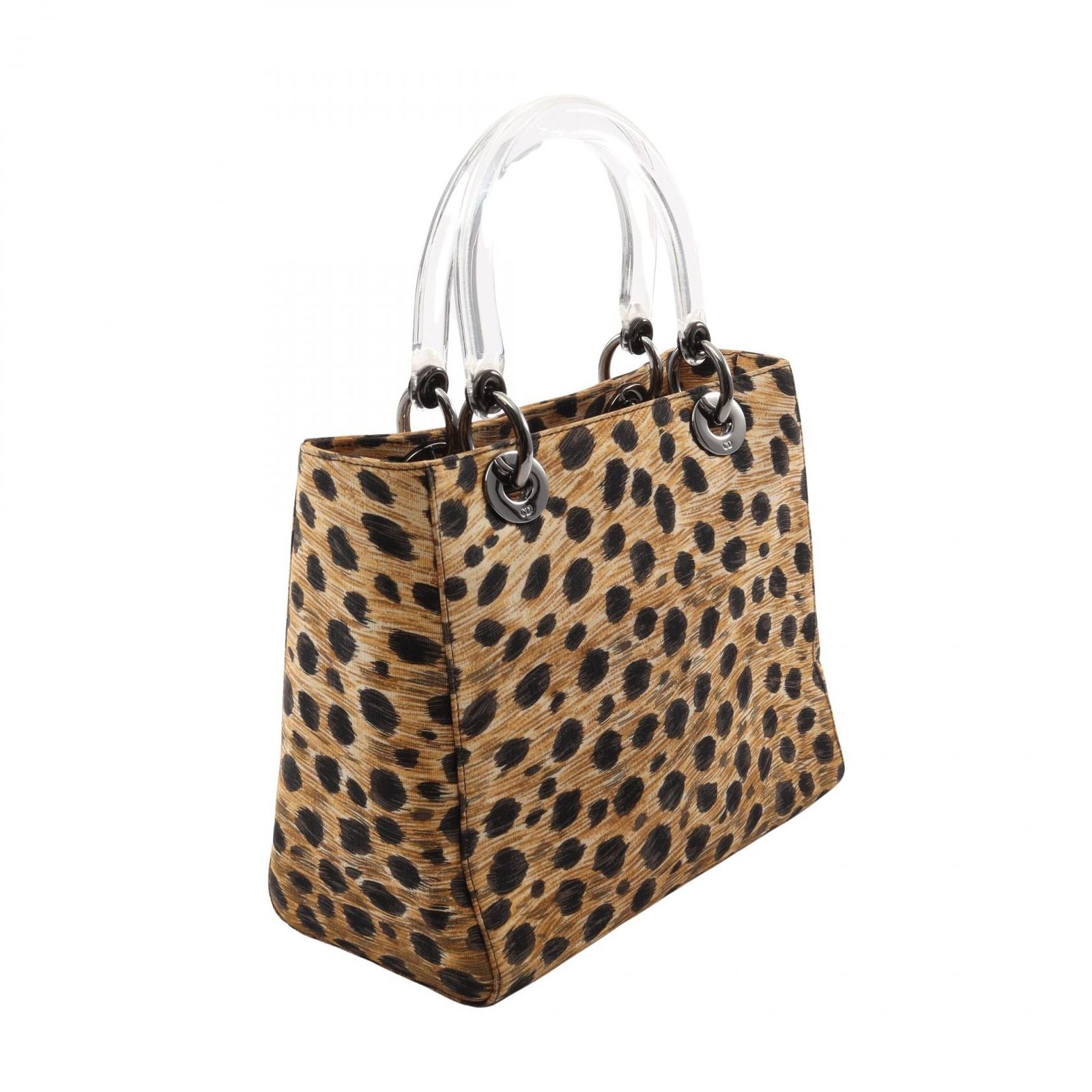 Dior Handbag Lady Dior Leopard 2-Way Brown Black Canvas Lady Dior Tote — view 2