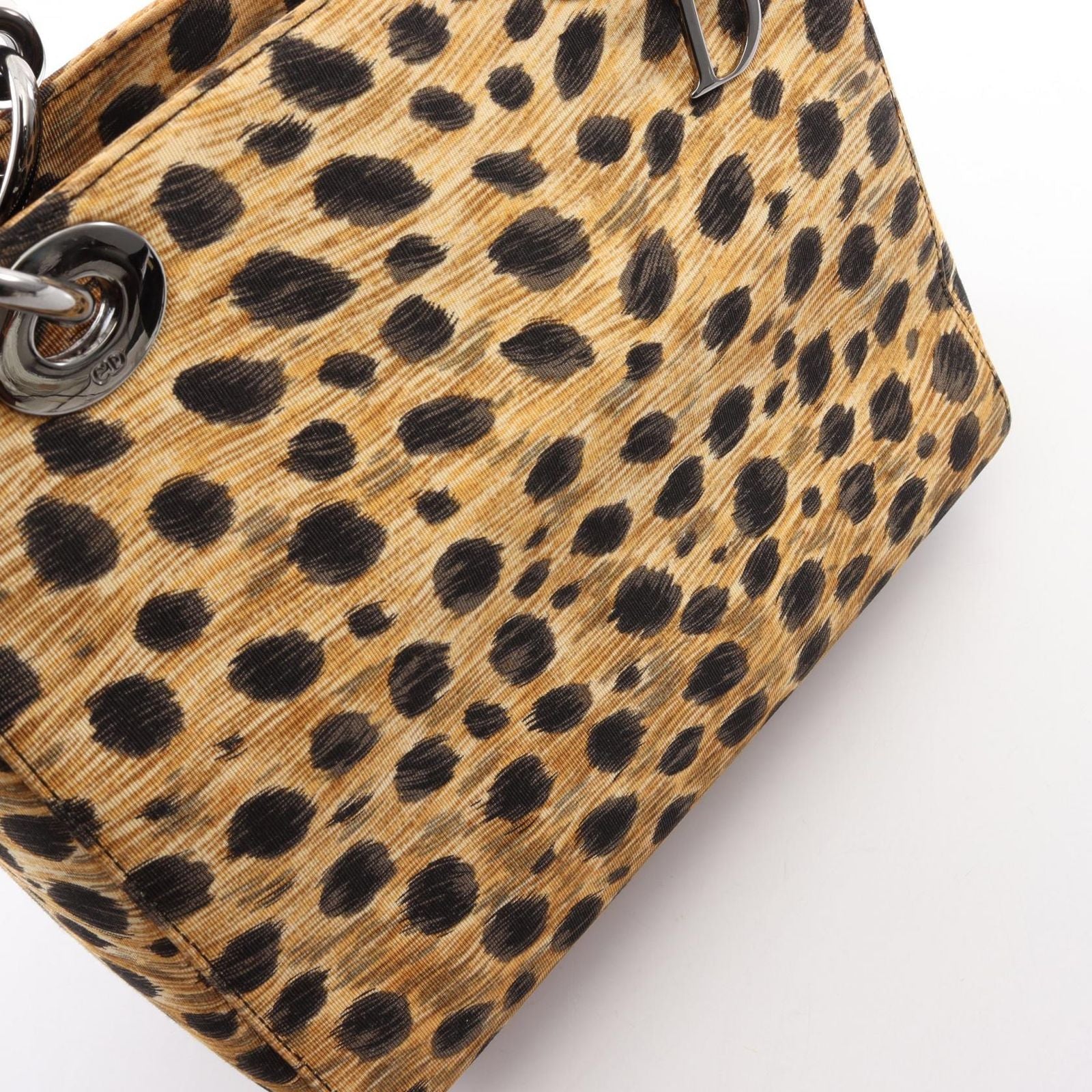 Dior Handbag Lady Dior Leopard 2-Way Brown Black Canvas Lady Dior Tote — view 7