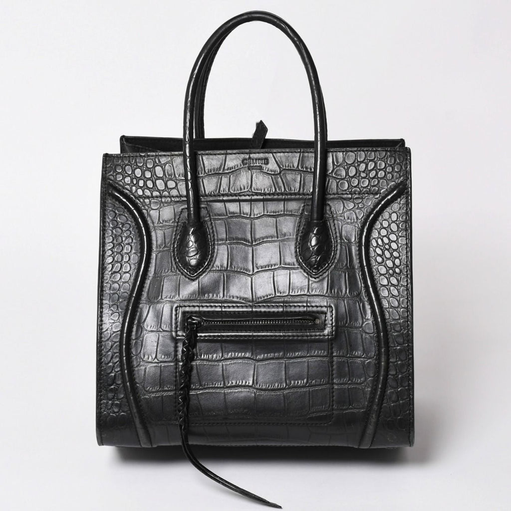 Celine Phoebe Philo Era Square Luggage Phantom Leather Black Handbag