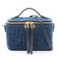 Fendi Handbag Vanity FF Flock Denim 2-Way Fabric Leather