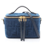 Fendi Handbag Vanity FF Flock Denim 2-Way Fabric Leather