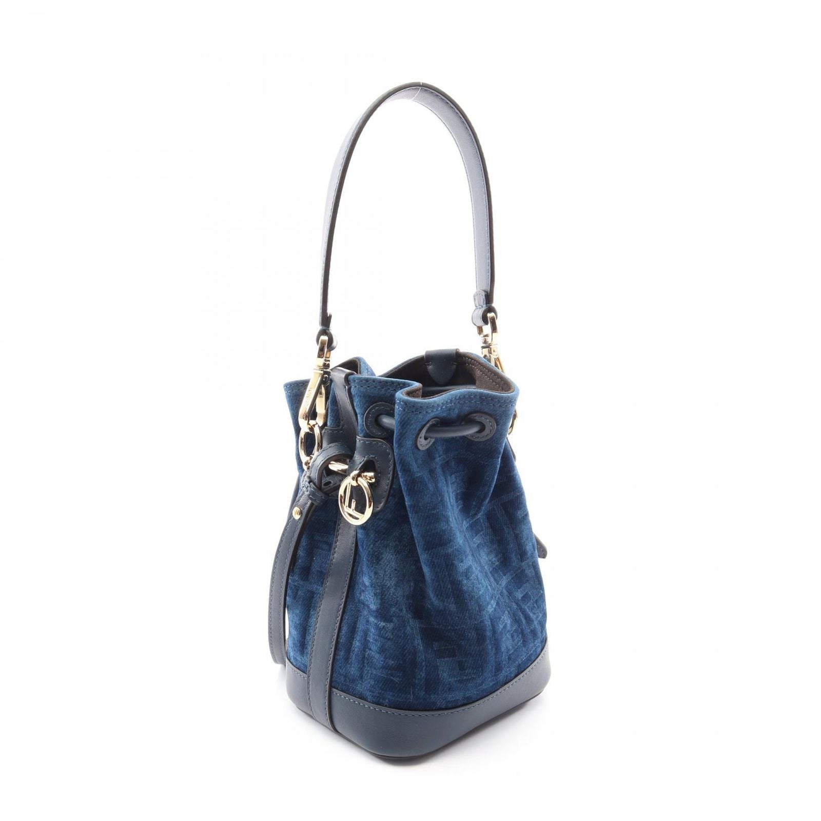 Fendi Handbag Mini Montresor FF Flock Denim 2-Way Fabric Leather — view 2
