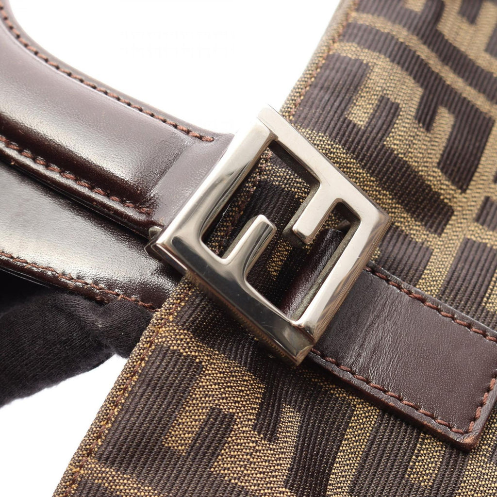 Fendi Tote Zucca Brown Canvas Leather — view 9