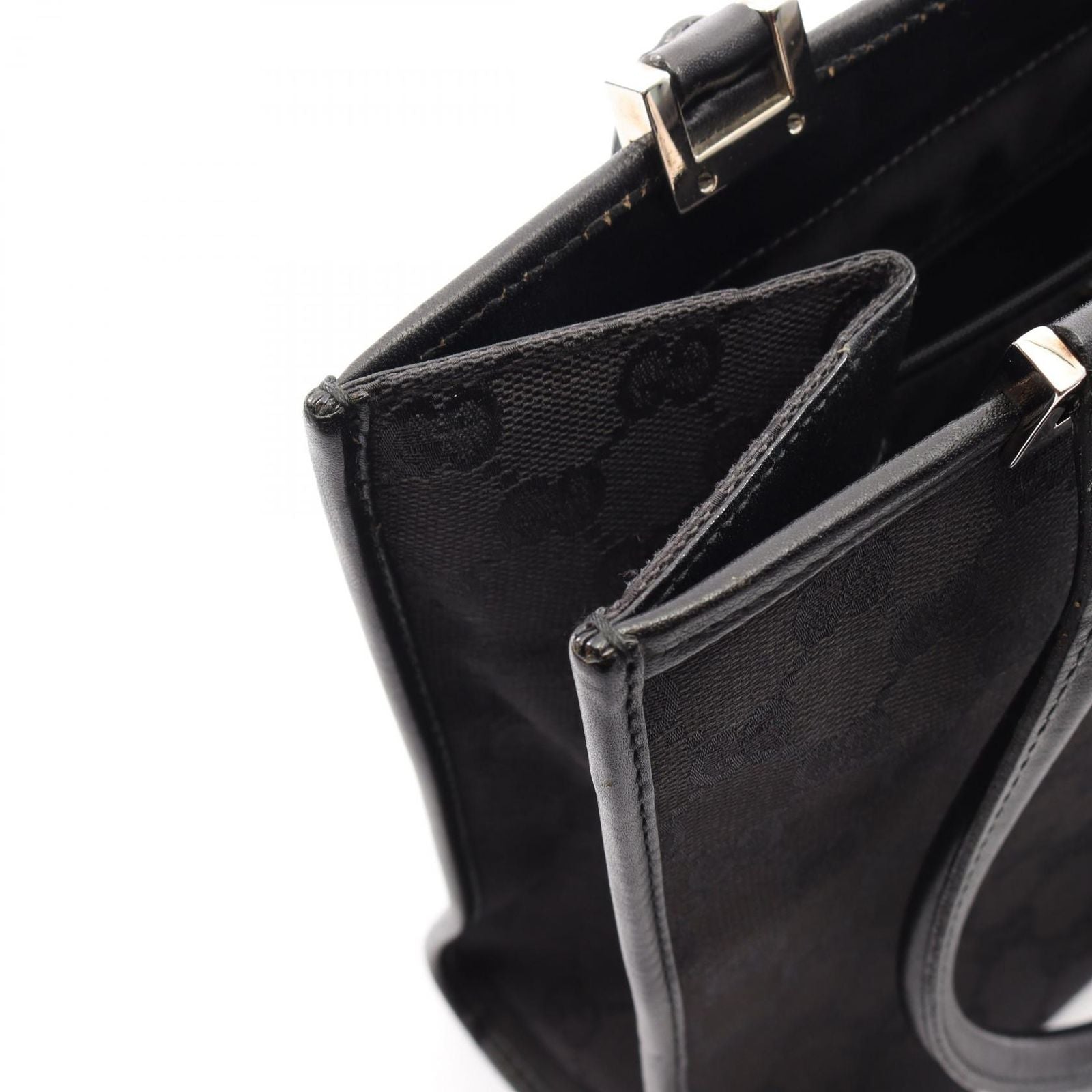 Gucci Tote Jackie 002 Black Canvas Leather — view 6