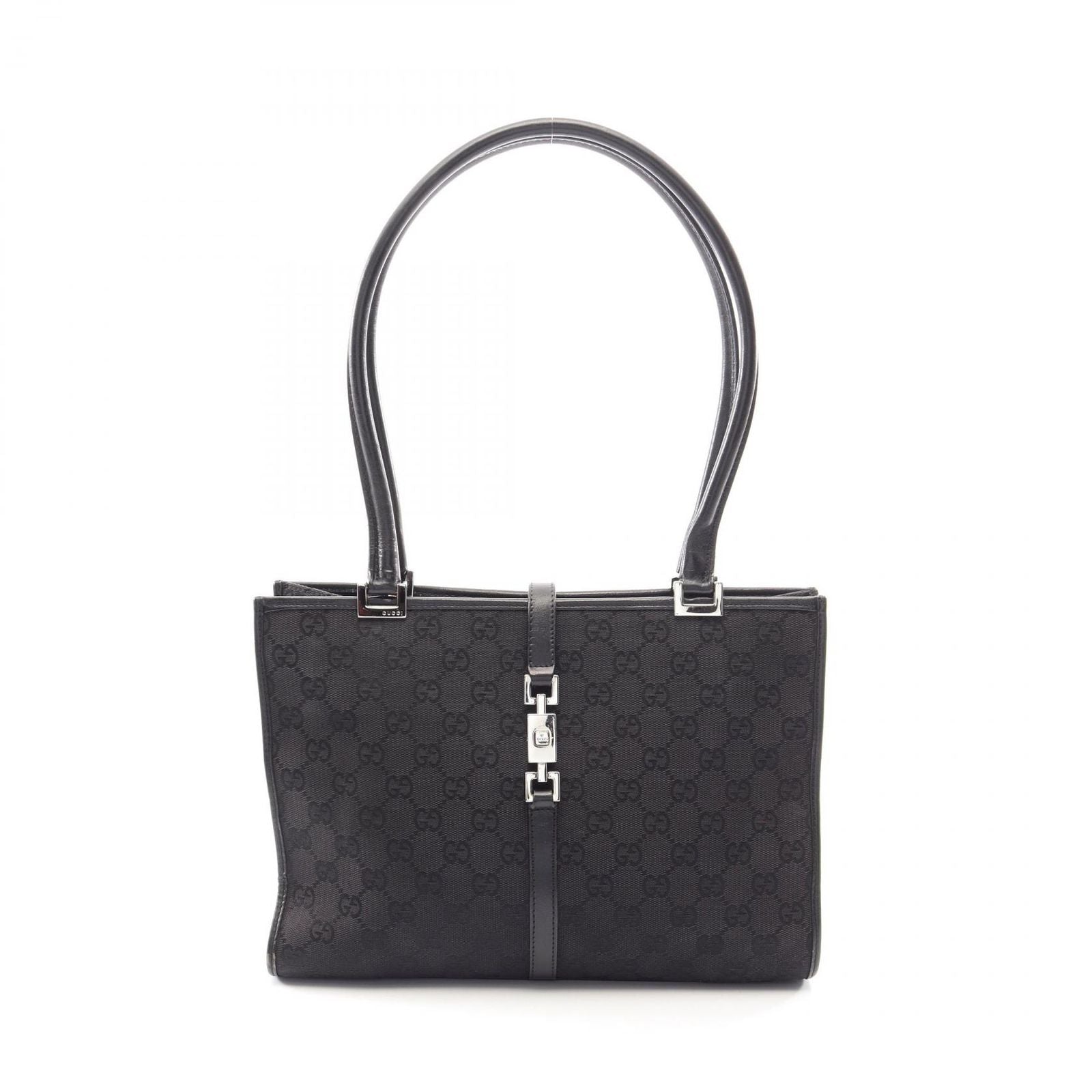 Gucci Tote Jackie 002 Black Canvas Leather