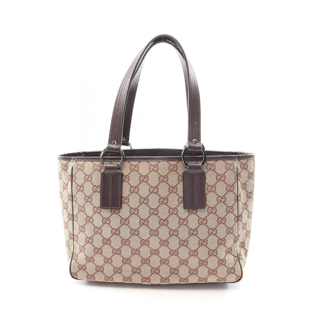 Gucci Tote GG Canvas Beige Dark Brown Handbag