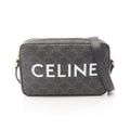 Celine Shoulder Bag Triomphe Messenger Dark Brown Canvas Leather