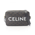 Celine Shoulder Bag Triomphe Messenger Dark Brown Canvas Leather